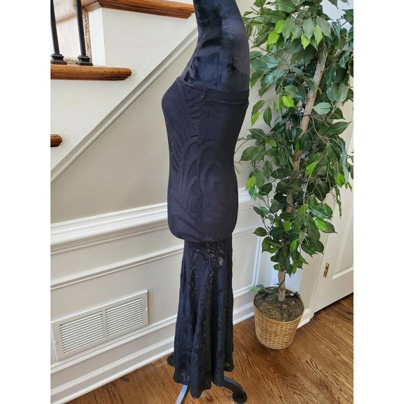 Boutique Style Solid Black Nylon Off The Shoulders Bodycon Dress Size Small - Picture 6 of 11